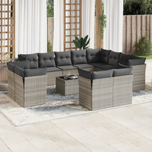 13-delige Loungeset met kussens poly rattan lichtgrijs
