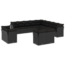 13-Delige Loungeset Met Kussens Poly Rattan Zwart