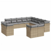 Loungeset 13-delig poly rattan beige