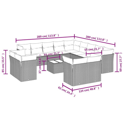 14-Delige Loungeset Met Kussens Poly Rattan Zwart