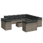 Loungeset 14-delig poly rattan grijs