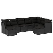 9-Delige Loungeset Met Kussens Poly Rattan Zwart