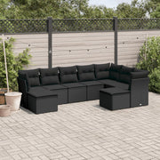 Loungeset 9-delig poly rattan zwart