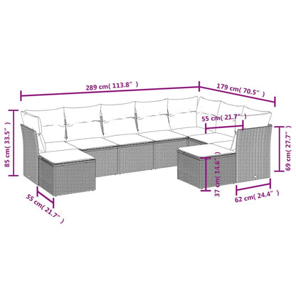 9-Delige Loungeset Met Kussens Poly Rattan Zwart