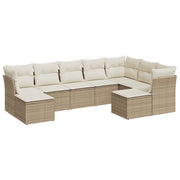 Loungeset 9-delig poly rattan beige