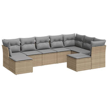 9-Delige Loungeset Met Kussens Poly Rattan Beige