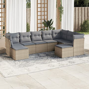 Loungeset 9-delig poly rattan beige