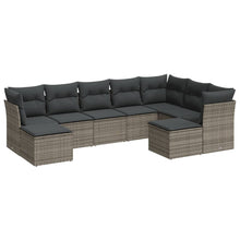 9-Delige Loungeset Met Kussens Poly Rattan Grijs