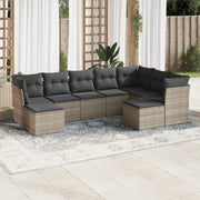 Loungeset 9-delig poly rattan grijs