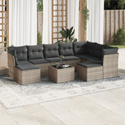 10-piece Lounge Set with Cushions Poly Rattan Grey