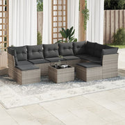10-piece Lounge Set with Cushions Poly Rattan Light Grey