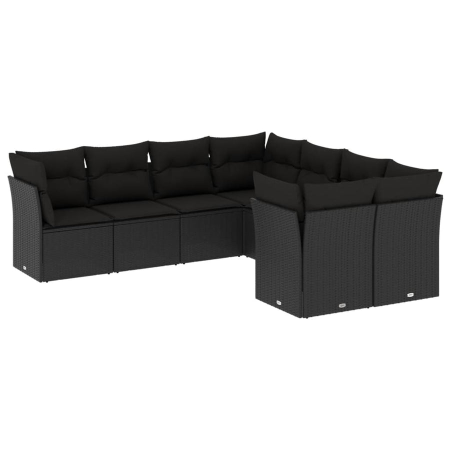 8-Delige Loungeset Met Kussens Poly Rattan Zwart