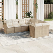 Loungeset 8-delig poly rattan beige