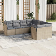 Loungeset 8-delig poly rattan beige