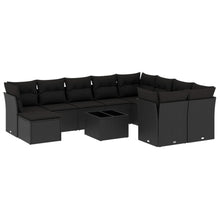 11-Delige Loungeset Met Kussens Poly Rattan Zwart
