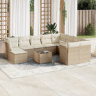 Tuinset 11-delig poly rattan beige met kussens