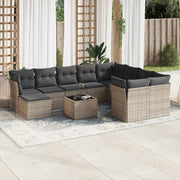 Loungeset 11-delig poly rattan grijs