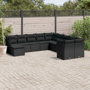 Loungeset 11-delig poly rattan zwart