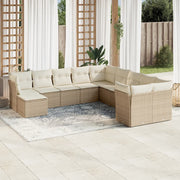Tuinset poly rattan 11-delig beige