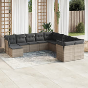 Loungeset 11-delig poly rattan grijs