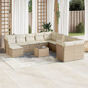 Loungeset 12-delig poly rattan beige