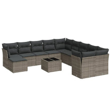 12-Delige Loungeset Met Kussens Poly Rattan Grijs