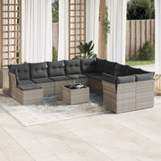 Loungeset 12-delig poly rattan lichtgrijs