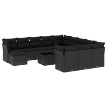 13-Delige Loungeset Met Kussens Poly Rattan Zwart