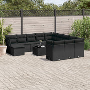 Loungeset 13-delig poly rattan zwart