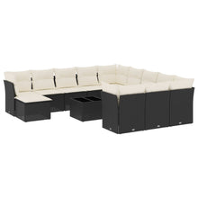 13-Delige Loungeset Met Kussens Poly Rattan Zwart