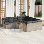 Loungeset 13-delig poly rattan grijs