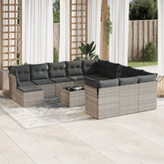 Loungeset 13-delig poly rattan lichtgrijs