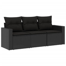 3-Delige Loungeset Met Kussens Poly Rattan Zwart