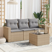 Loungeset 4-delig poly rattan beige