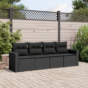 Loungeset 4-delig poly rattan zwart