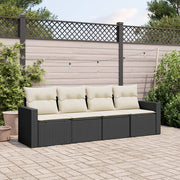 Loungeset 4-delig poly rattan zwart