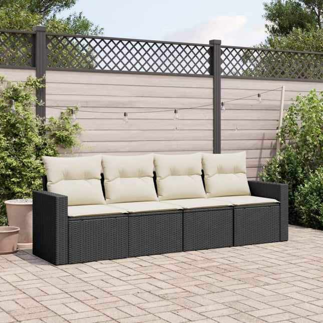 4-Delige Loungeset Met Kussens Poly Rattan Zwart