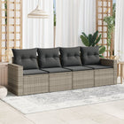 4-delige Loungeset met kussens poly rattan lichtgrijs