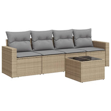 5-Delige Loungeset Met Kussens Poly Rattan Beige