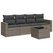 5-Delige Loungeset Met Kussens Poly Rattan Grijs