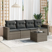 Loungeset 5-delig poly rattan grijs