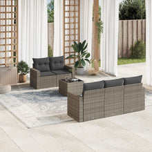 6-Delige Loungeset Met Kussens Poly Rattan Grijs