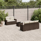 6-piece Lounge Set with Cushions Poly Rattan Brown