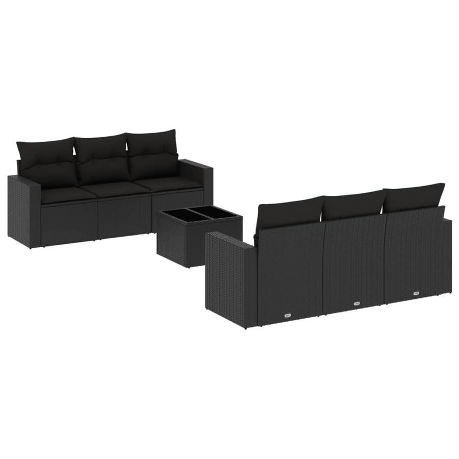 7-Delige Loungeset Met Kussens Poly Rattan Zwart