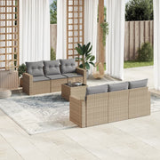 Loungeset 7-delig poly rattan beige
