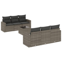 7-Delige Loungeset Met Kussens Poly Rattan Grijs