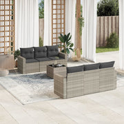 Loungeset 7-delig poly rattan lichtgrijs