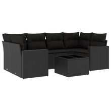 7-Delige Loungeset Met Kussens Poly Rattan Zwart