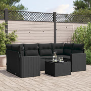 Loungeset 7-delig poly rattan zwart