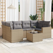Loungeset 7-delig poly rattan beige